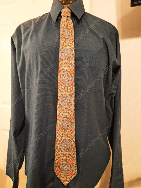 A winsome Windsor tie adorned with the distinct dragon motif from the Marriott carpet, offering a sophisticated nod to the iconic venue of Dragon Con, perfect for attendees seeking a touch of convention flair in their formal wear.